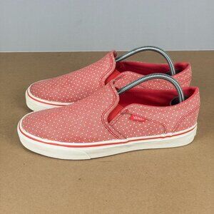 Vans Classic Slip On Polka Dot Sneakers Womens 8 Pink White Casual Comfort